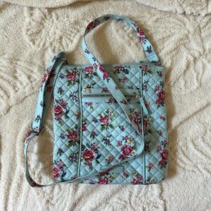 Vera Bradley Blue and Red Crossbody Bag with Floral Design